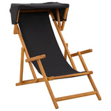 Deck Chair 4 pcs 3 Position Solid Eucalyptus Wood Black - Side View