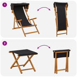 Deck Chair 4 pcs 3 Position Solid Eucalyptus Wood Black - Low Angle