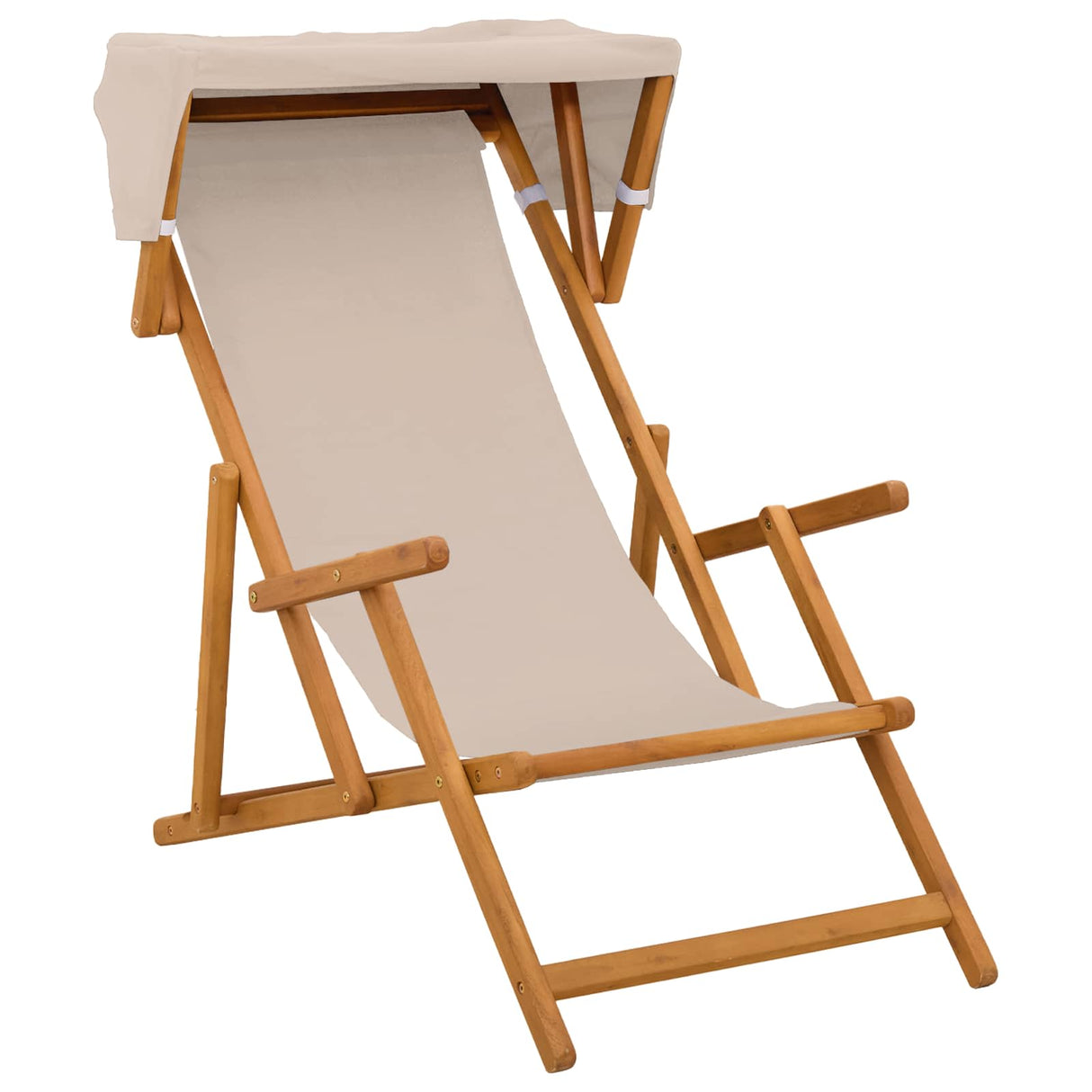 Deck Chair 4 pcs 3 Position Solid Eucalyptus Wood Beige