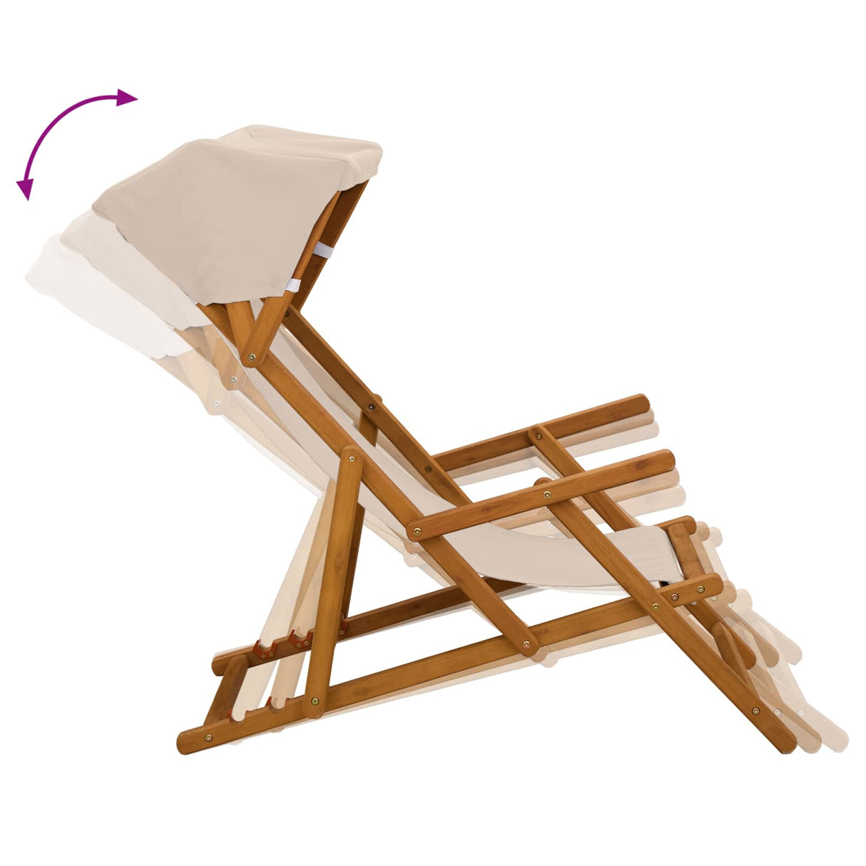 Deck Chair 4 pcs 3 Position Solid Eucalyptus Wood Beige