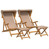 Deck Chair 4 pcs 3 Position Solid Eucalyptus Wood Taupe - Front View