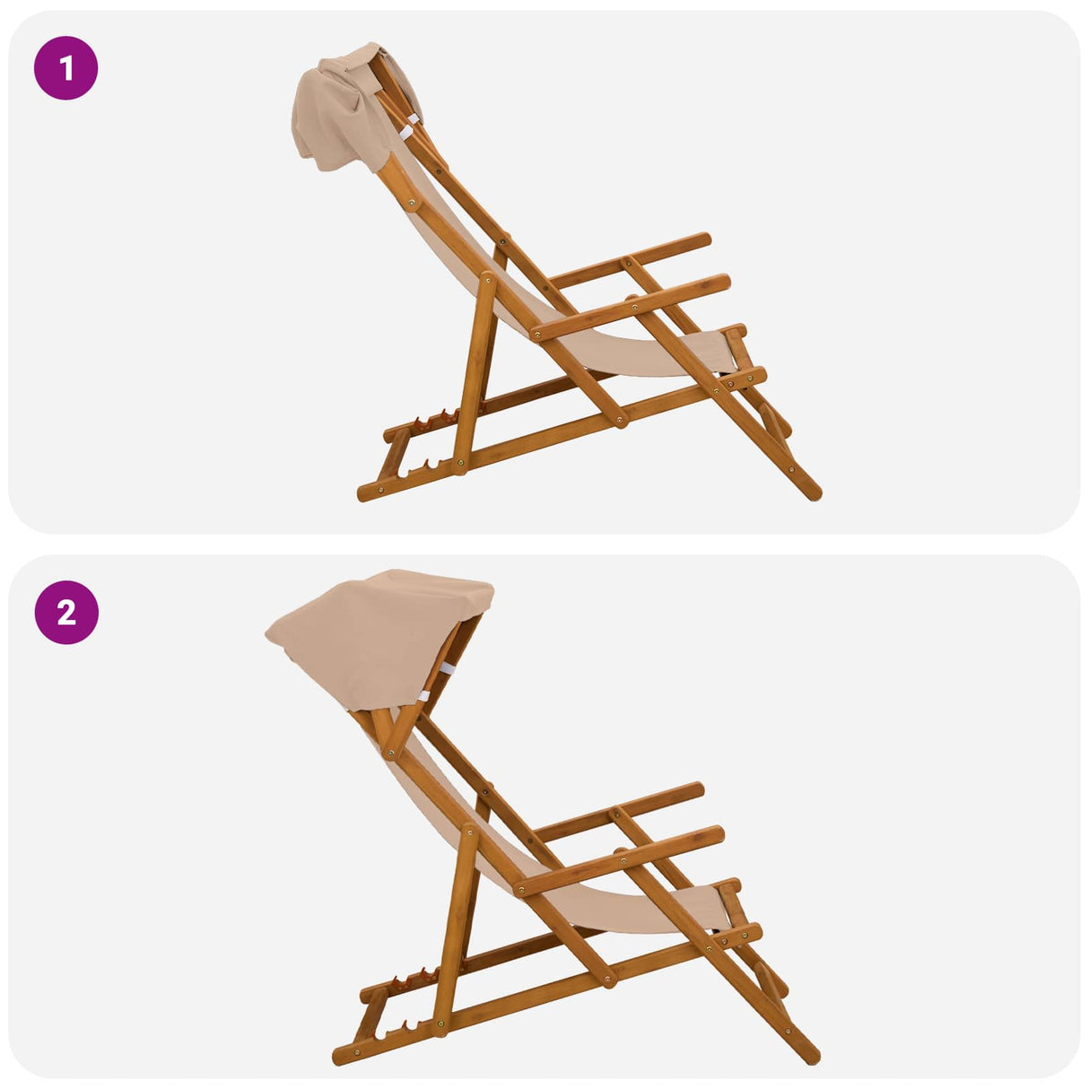 Deck Chair 4 pcs 3 Position Solid Eucalyptus Wood Taupe