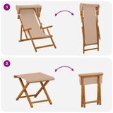 Deck Chair 4 pcs 3 Position Solid Eucalyptus Wood Taupe - Low Angle