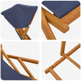 Deck Chair 2 pcs 3 Position Solid Eucalyptus Wood Blue - Rear View