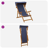 Deck Chair 2 pcs 3 Position Solid Eucalyptus Wood Blue