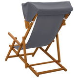 Deck Chair 2 pcs 3 Position Solid Eucalyptus Wood Grey - 45-Degree Angle