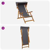 Deck Chair 2 pcs 3 Position Solid Eucalyptus Wood Grey