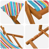 Deck Chair 2 pcs 3 Position Solid Eucalyptus Wood Multicolour - Rear View