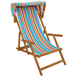 Deck Chair 2 pcs 3 Position Solid Eucalyptus Wood Multicolour - Side View
