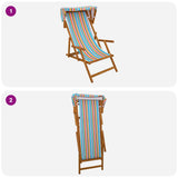 Deck Chair 2 pcs 3 Position Solid Eucalyptus Wood Multicolour - Low Angle