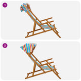 Deck Chair 2 pcs 3 Position Solid Eucalyptus Wood Multicolour - Extra Image