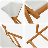 Deck Chair 2 pcs 3 Position Solid Eucalyptus Wood Cream