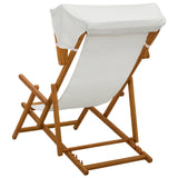 Deck Chair 2 pcs 3 Position Solid Eucalyptus Wood Cream - 45-Degree Angle
