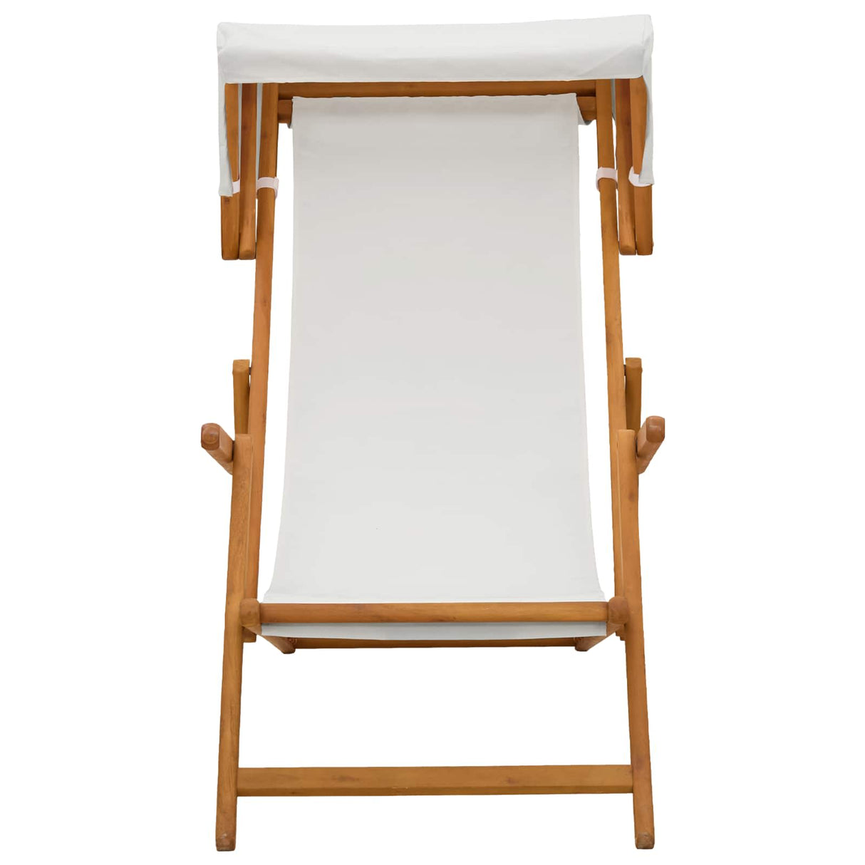 Deck Chair 2 pcs 3 Position Solid Eucalyptus Wood Cream