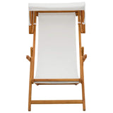Deck Chair 2 pcs 3 Position Solid Eucalyptus Wood Cream