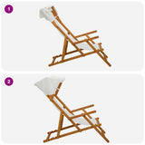 Deck Chair 2 pcs 3 Position Solid Eucalyptus Wood Cream