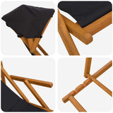 Deck Chair 2 pcs 3 Position Solid Eucalyptus Wood Black - Rear View