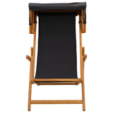 Deck Chair 2 pcs 3 Position Solid Eucalyptus Wood Black - Top-Down View