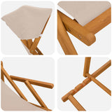 Deck Chair 2 pcs 3 Position Solid Eucalyptus Wood Beige