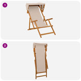 Deck Chair 2 pcs 3 Position Solid Eucalyptus Wood Beige - Low Angle