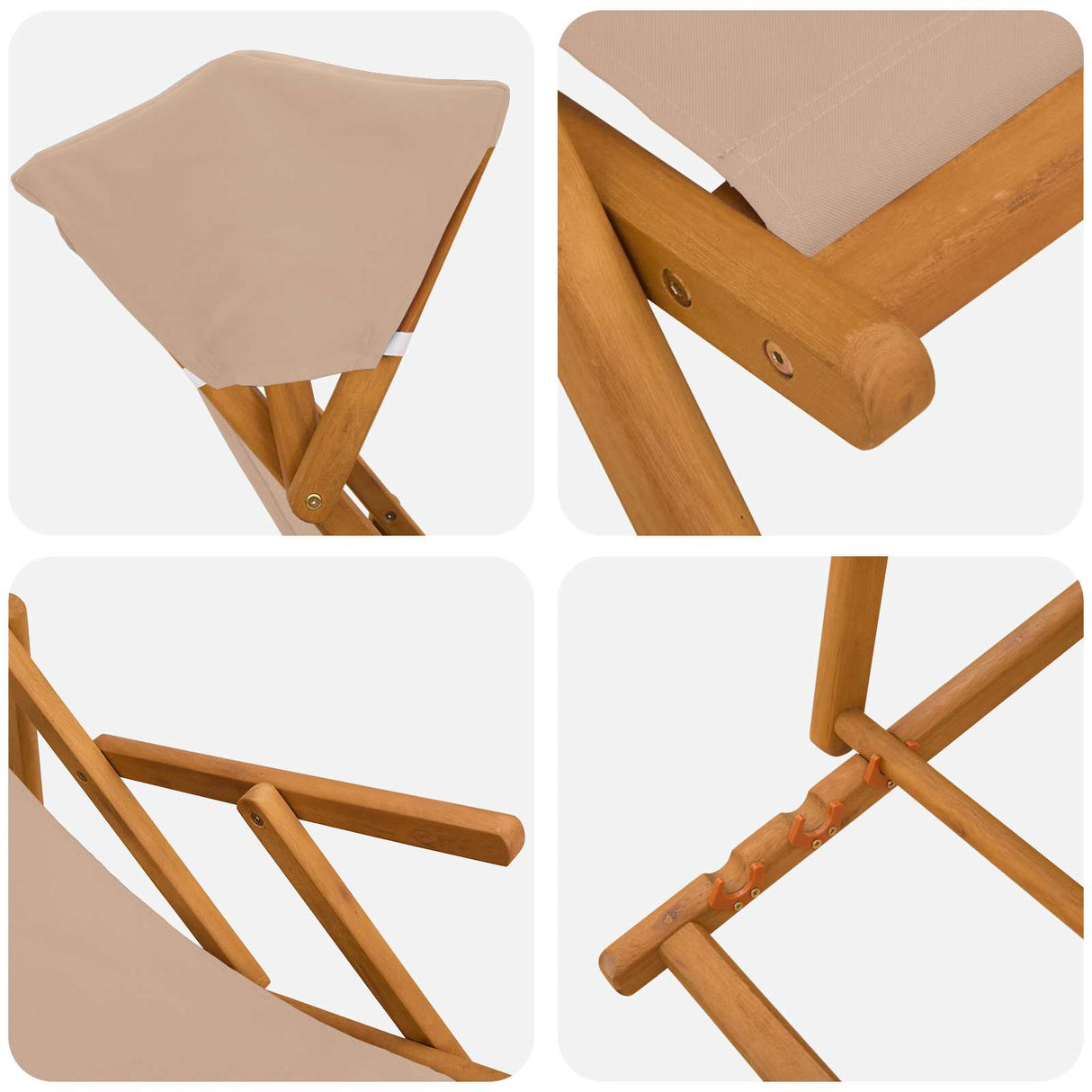 Deck Chair 2 pcs 3 Position Solid Eucalyptus Wood Taupe
