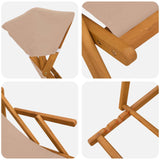 Deck Chair 2 pcs 3 Position Solid Eucalyptus Wood Taupe - Rear View