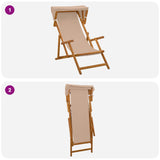 Deck Chair 2 pcs 3 Position Solid Eucalyptus Wood Taupe