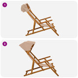 Deck Chair 2 pcs 3 Position Solid Eucalyptus Wood Taupe - Extra Image