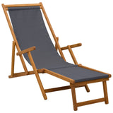 Folding Sun Lounger 2 pcs 3 Position Solid Eucalyptus Wood Grey - Side View
