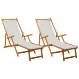Folding Sun Lounger 2 pcs 3 Position Solid Eucalyptus Wood - Front View
