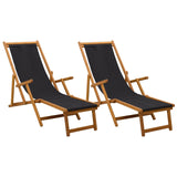 Folding Sun Lounger 2 pcs 3 Position Solid Eucalyptus Wood