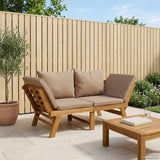 3-in-1 garden bench with cushions Solid Acacia Wood Natural