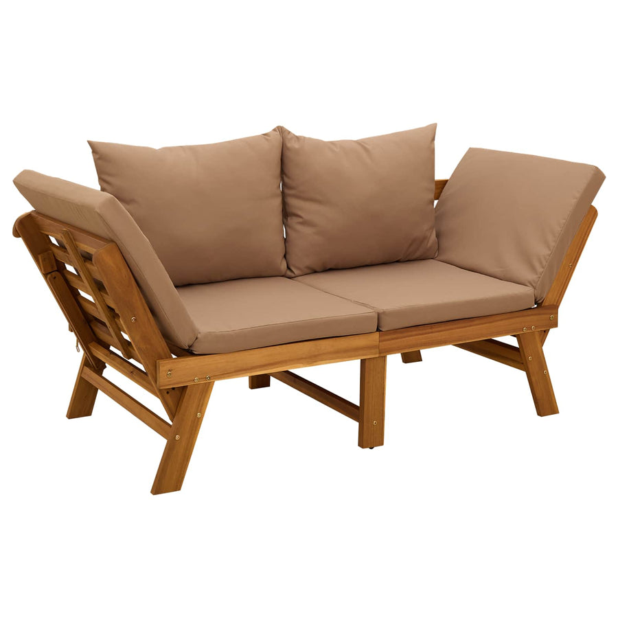 3-in-1 garden bench with cushions Solid Acacia Wood Taupe