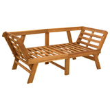 3-in-1 garden bench with cushions Solid Acacia Wood Natural - Side View