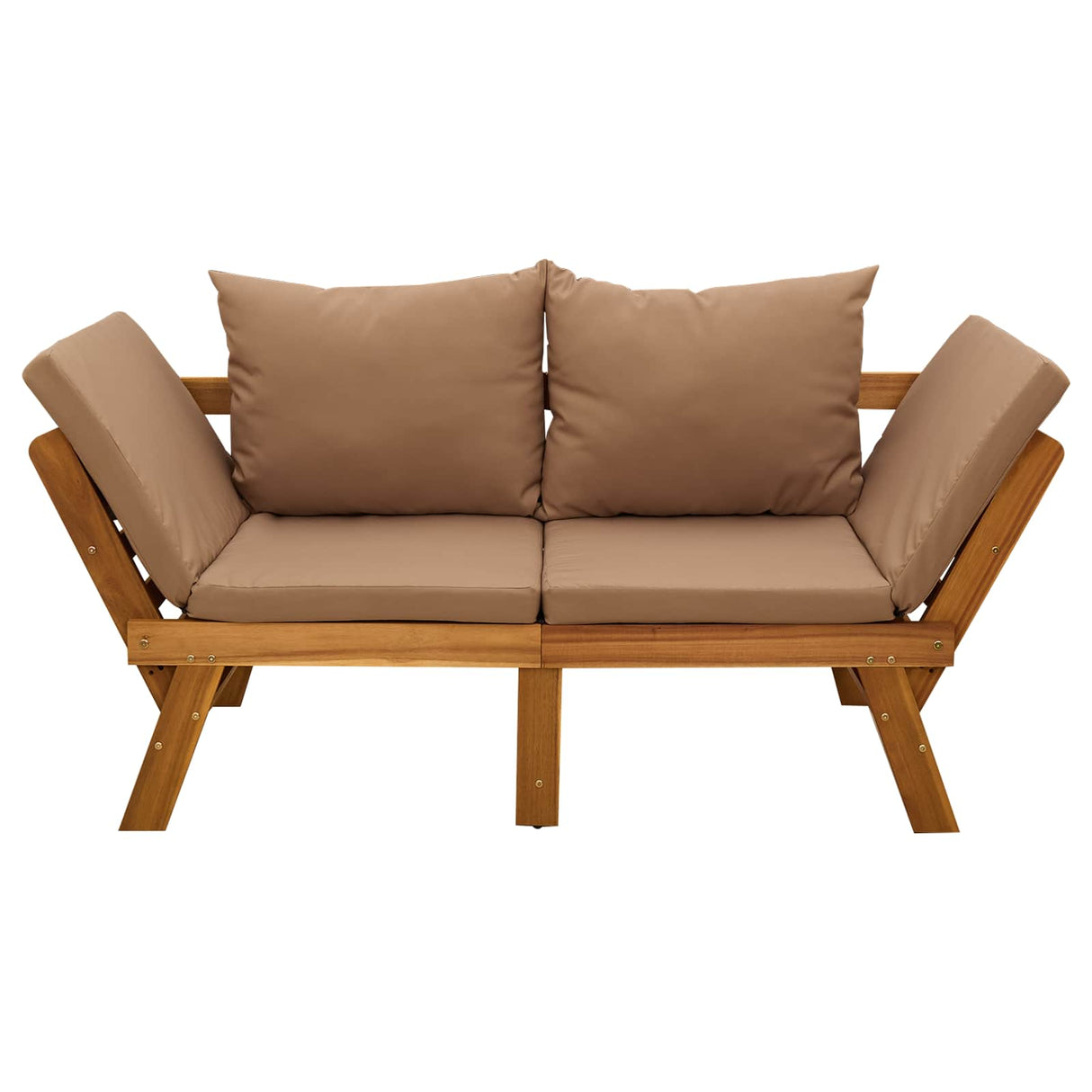 3-in-1 garden bench with cushions Solid Acacia Wood Natural