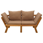 3-in-1 garden bench with cushions Solid Acacia Wood Taupe
