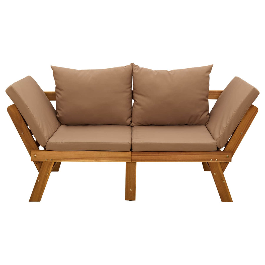 3-in-1 garden bench with cushions Solid Acacia Wood Taupe