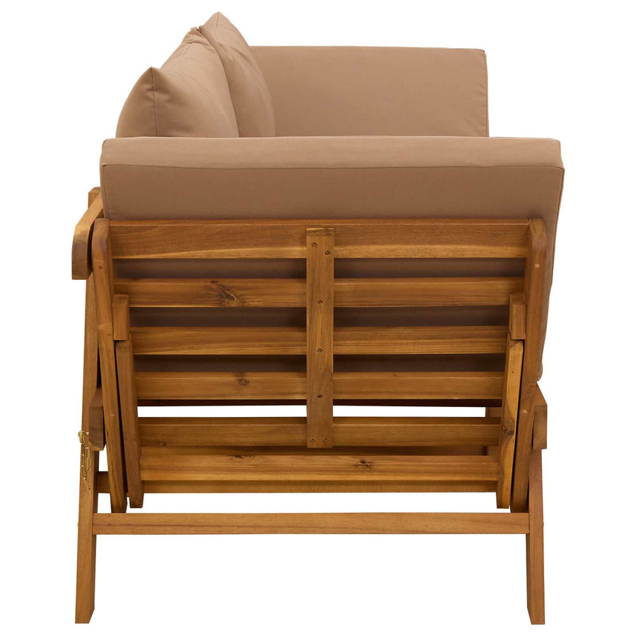 3-in-1 garden bench with cushions Solid Acacia Wood Taupe