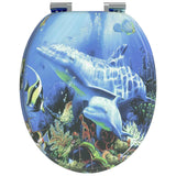 Soft-Close Toilet Seat Blue 44 x 38 cm MDF board - Top-Down View