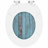 Soft-Close Toilet Seat Blue 44 x 38 cm MDF board - Low Angle