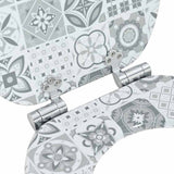 Soft-Close Toilet Seat Blue and White Porcelain 44 x 38 cm - 45-Degree Angle