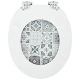 Soft-Close Toilet Seat Blue and White Porcelain 44 x 38 cm - Low Angle