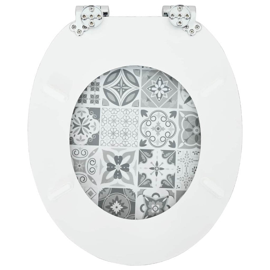 Toilet Seat Blue and White Porcelain 44 x 38 cm Engineered Wood