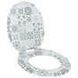 Toilet Seat Blue and White Porcelain 44 x 38 cm Engineered Wood
