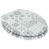 Soft-Close Toilet Seat Blue and White Porcelain 44 x 38 cm