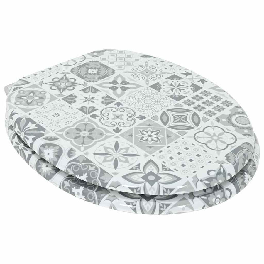 Toilet Seat Blue and White Porcelain 44 x 38 cm Engineered Wood