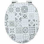 Toilet Seat Blue and White Porcelain 44 x 38 cm Engineered Wood