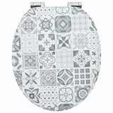 Soft-Close Toilet Seat Blue and White Porcelain 44 x 38 cm - Top-Down View