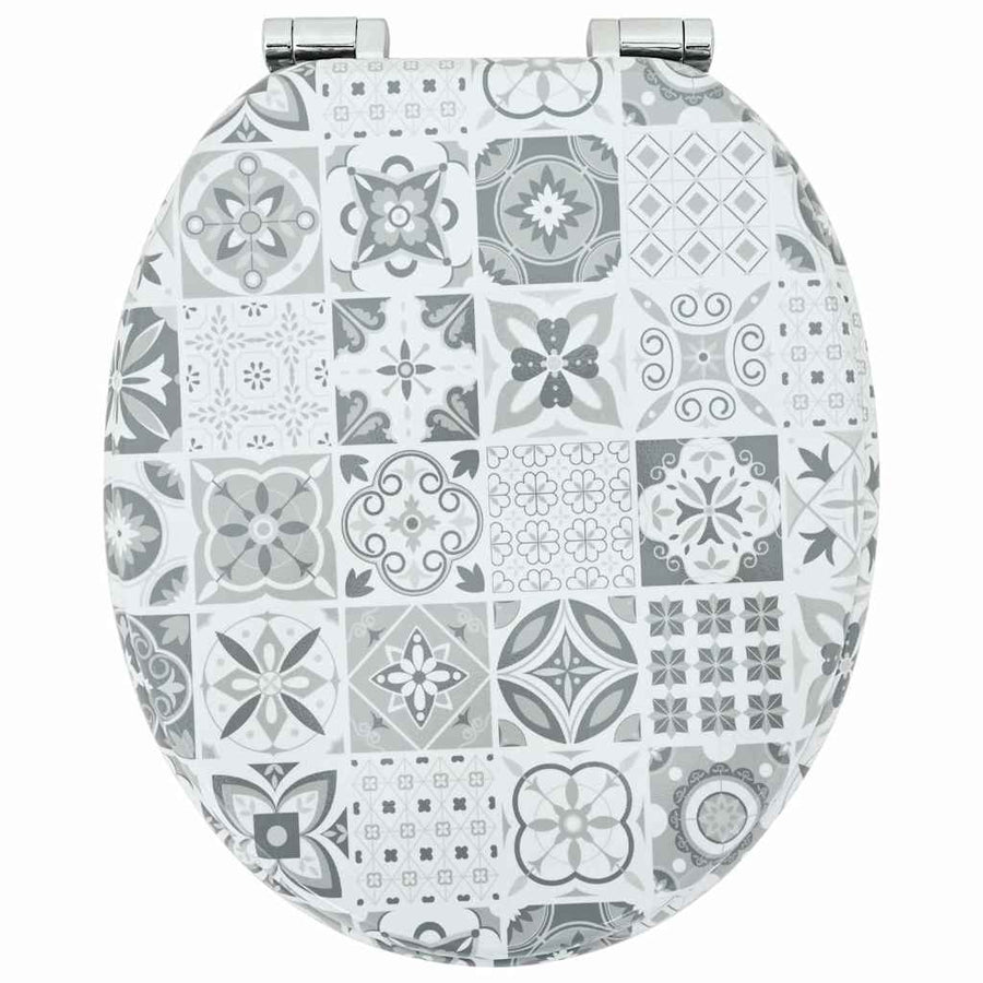 Toilet Seat Blue and White Porcelain 44 x 38 cm Engineered Wood