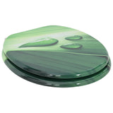 Soft-Close Toilet Seat Green Drop 44 x 38 cm MDF board - Front View